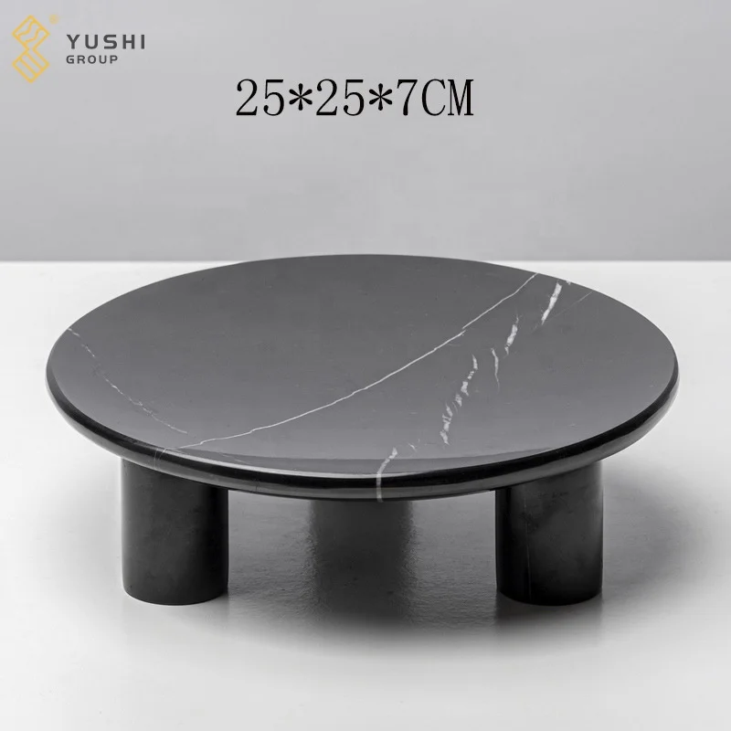Yushi Group Fashion Multi-functional Fruit Cake Snack Plates Natural Circular Marble Wedding Decoration Round Bowl