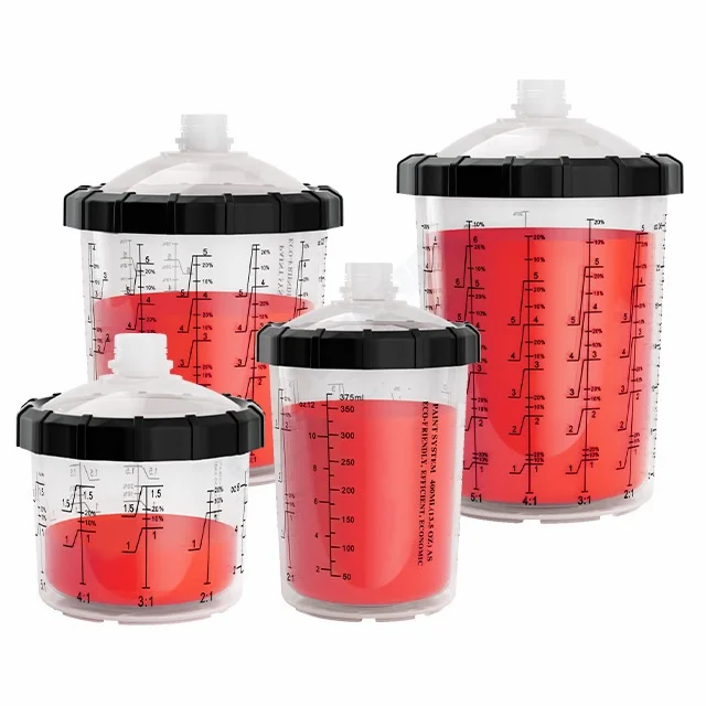 Manufacturer 850ml(800ml) disposable pp paint mixing cup with lid and filter disposable no spill paint cup for car body painting