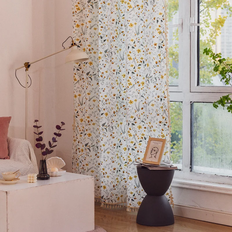 American Floral Printing Design Dining Room Curtain Finished Kitchen Window Decoration Curtain