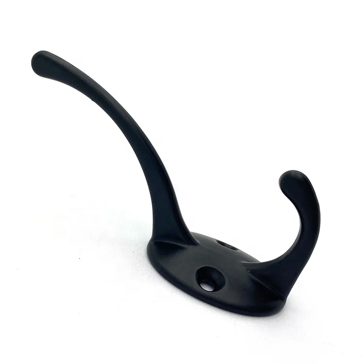 hot sale Metal vintage double towel coat hook wall mount black rustic coat hook