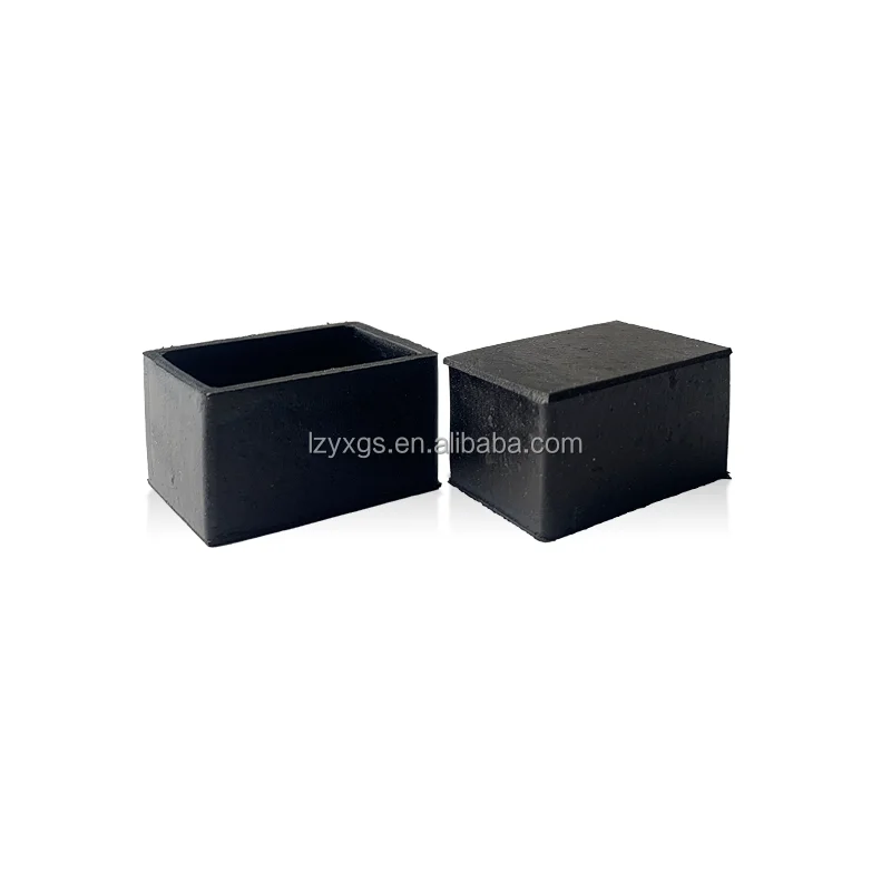 Rectangular 25*38mm mechanical equipment rubber foot cover square tube seal stainless steel table and chair foot cover