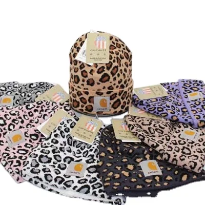 New autumn and winter unisex fashionable leopard hat light version folding warm knitted hats