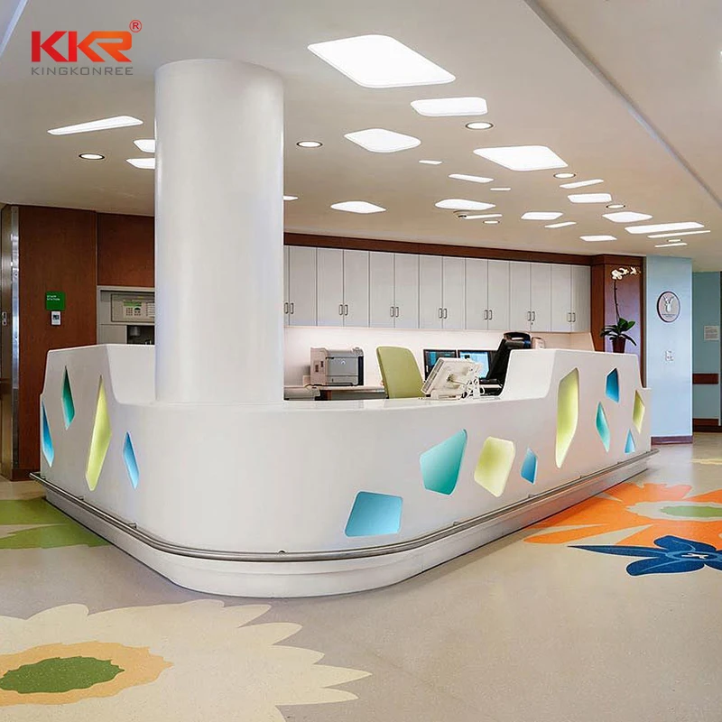 Luxury Design Artificial Stone Marble Look L Shape Reception Desk Design, Modern Reception Desk Design