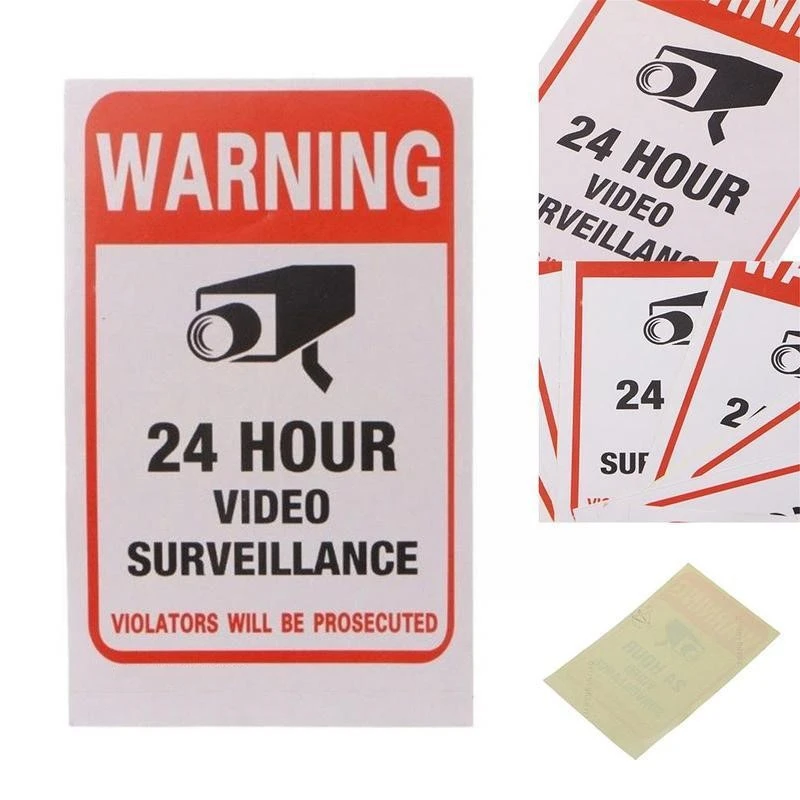 FREE SAMPLE  Camera Alarm Sticker Warning Decal Signs Video Surveillance PVC CCTV Security Waterproof Sunscreen