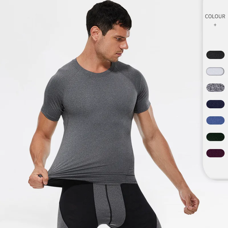 2023 Summer Sportswear Polyester Training Gym Compression Quick Dry Fitted T Shirt For Men Accept Logo