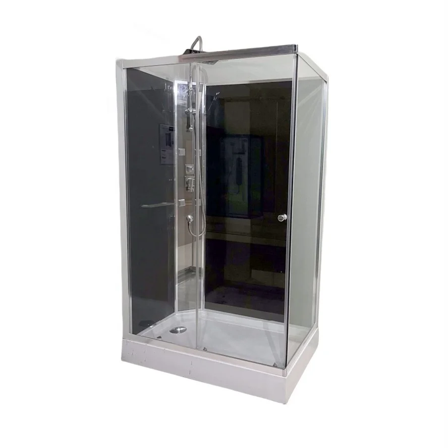 Oumeiga aluminum sliding shower cabin corner with accessories and white abs tray