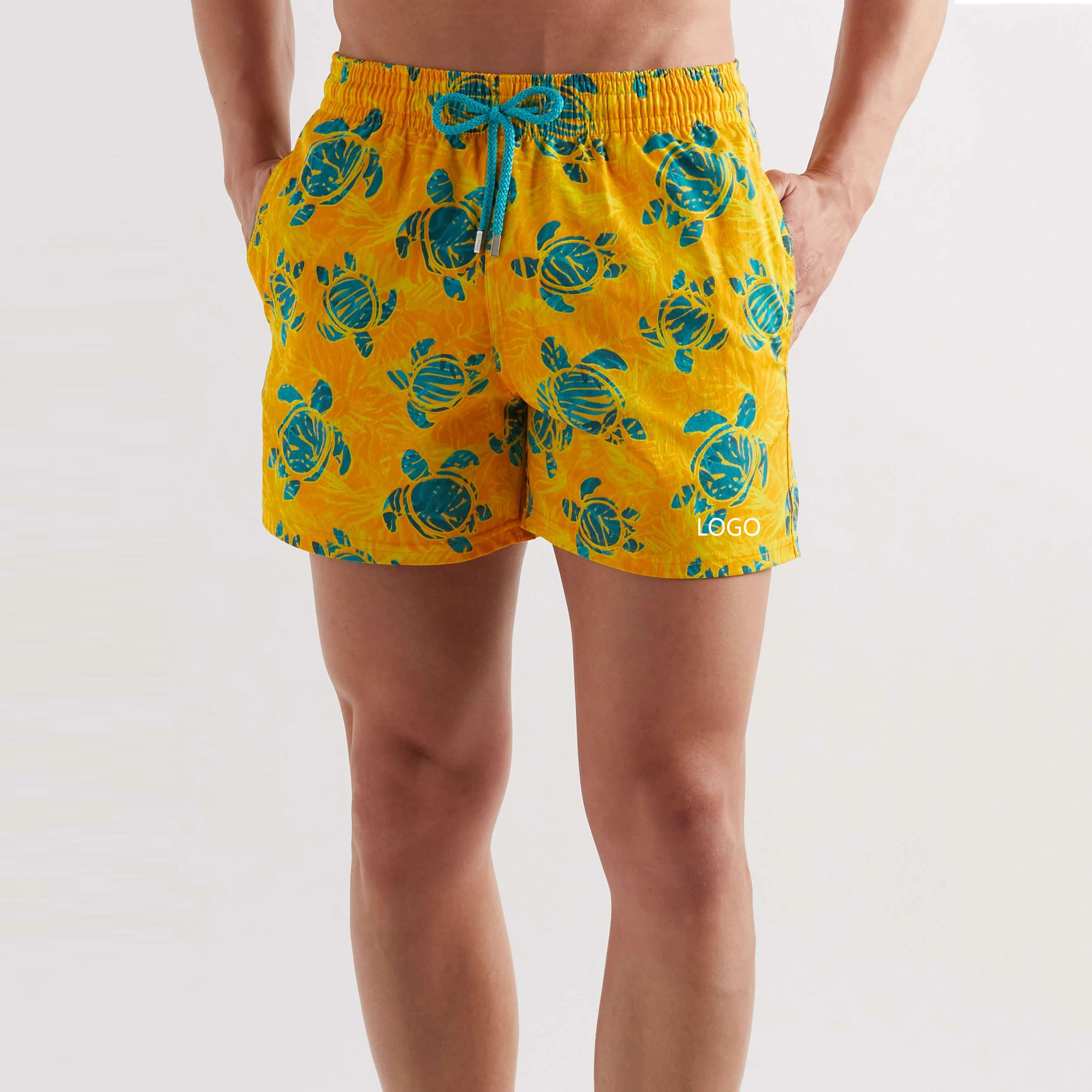 Custom Recycled Designer Mens Swimwear Beachwear Drawstring Surf Board Beach Shorts Swimsuit Printed Floral Swim Trunks For Men