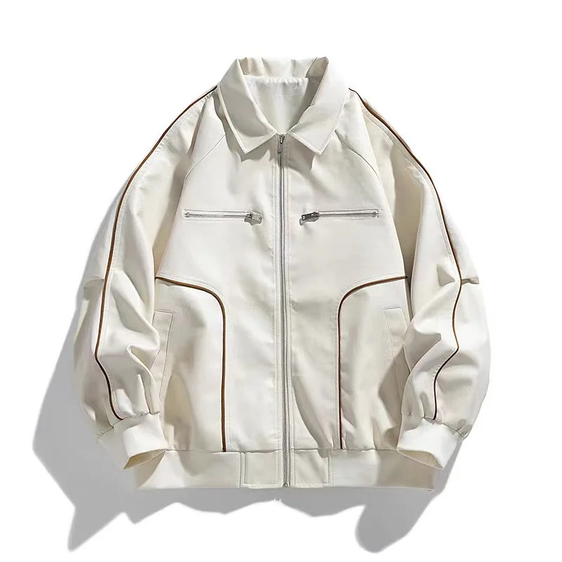 Spring Fall Leather Jacket Jacket JK Jacket Trend Vintage biker wear casual wear Fashion couple country trend