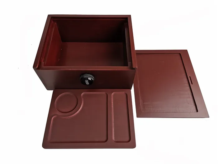 Luxury wooden bamboo smell proof weed portable stash box with magnetic rotating lid lock