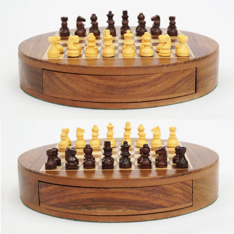 Оригинальные Роскошные шашки с выдвижным ящиком, Международный шахматный набор, новый дизайн, деревянные шахматы, круглая настольная игра