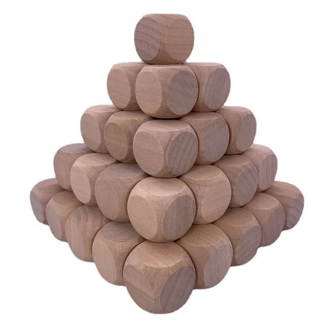 Custom size wood blank dice set six sided wooden blocks game dice