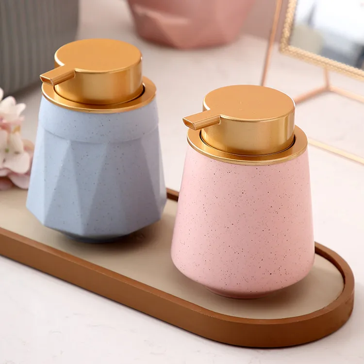 Multicolor Simplicity Ceramic Bubbler Bottle Liquor Dispenser Liquid Soap Lotion Pump Bottle Bathroom Product