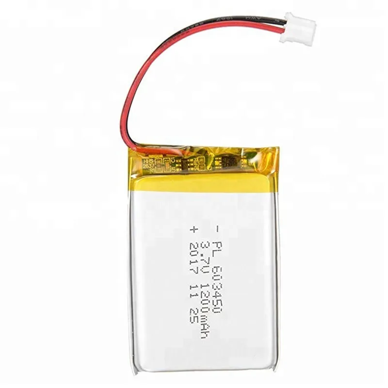 Lp103450 603450 703450 803450 903450 Lithium Polymer Battery 103450 3.7v 1800mah 1200mah 1300mah 1500mah 2000mah With Connector