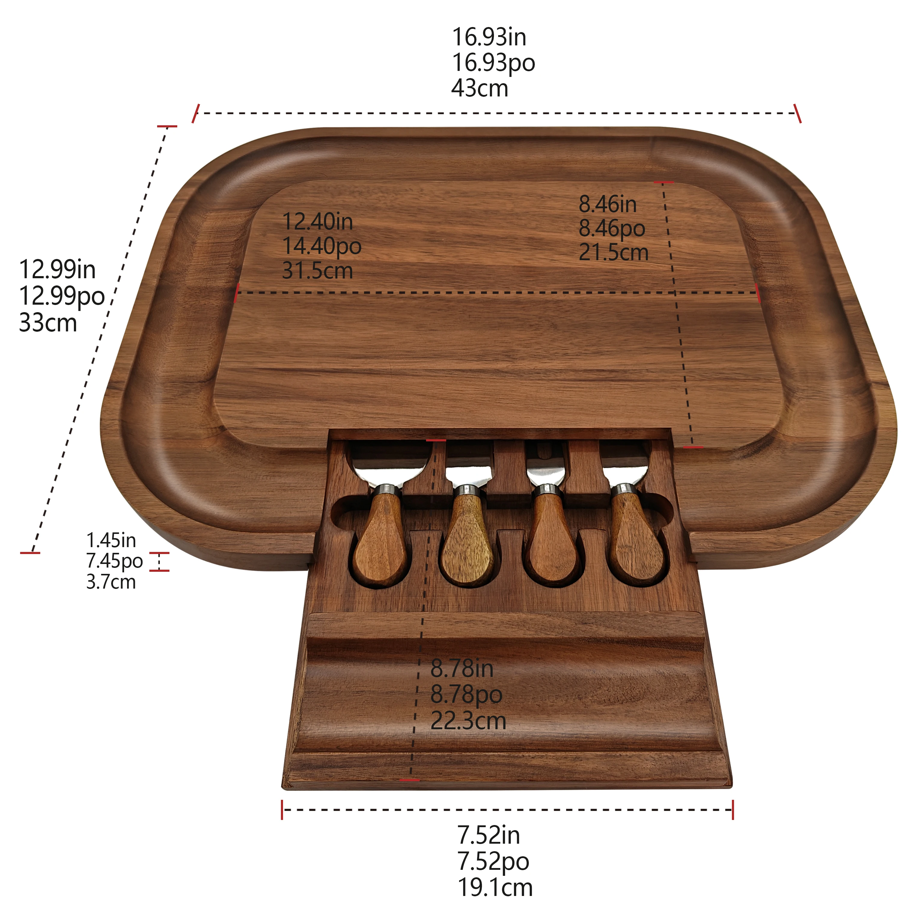 Wholesale wooden cheese board knife set custom cheese platter tray wood charcuterie board round acacia wood cheese board