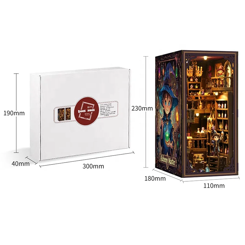 2025 Magic Diy House Miniature Book Nook Kit MDF Dollhouse Nooks for Library Decoration