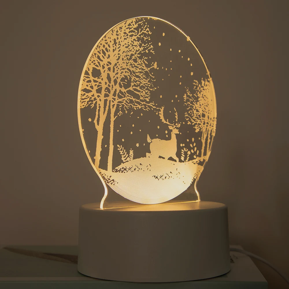 USB Connection 3D Illusion Night Light Birthday Gift Table Lamps Xmas Decoration Acrylic Flat Led Lights