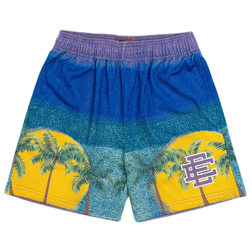 100% Polyester Beach Shorts Summer Luxury Screen Printing Men Mesh Board Shorts Custom Swim Trunks