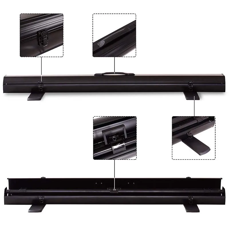 60'Inch Portable Floor Rising Porjector Screen Roll Up Mobile Movie Screen For Home Theater Cinema Wedding Party Office