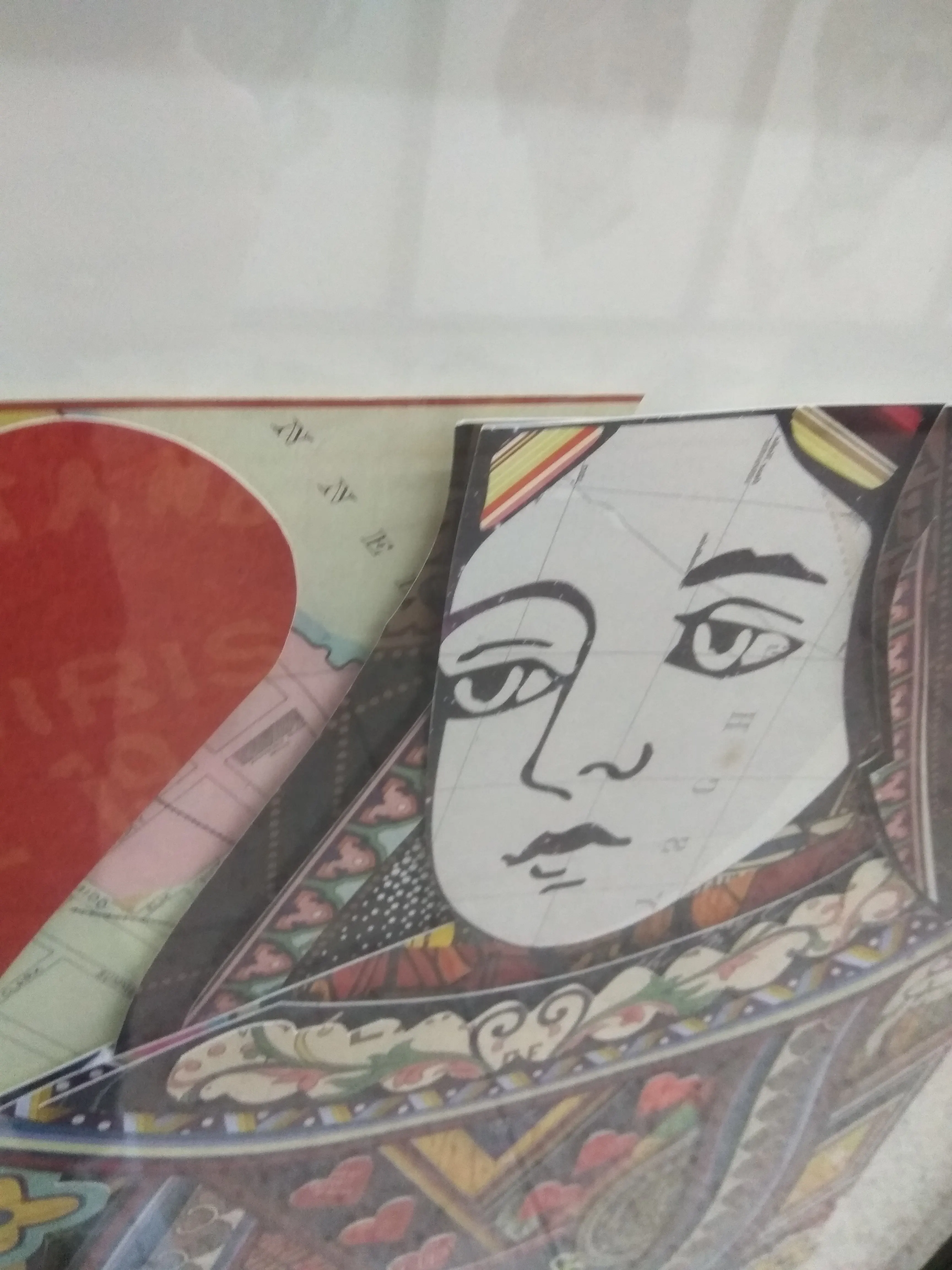 Paper Big Collage Printed Wall Art Playing Card Queen in Red Heart