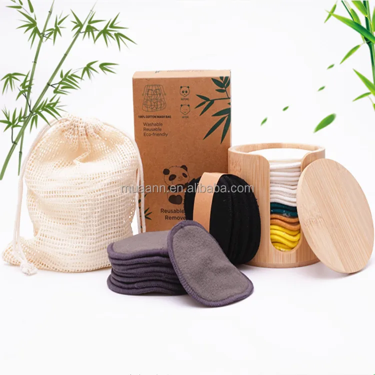 Бамбуковые хлопковые многоразовые подкладки для снятия макияжа, моющиеся подкладки для снятия макияжа, экологически чистые многоразовые подкладки для снятия макияжа