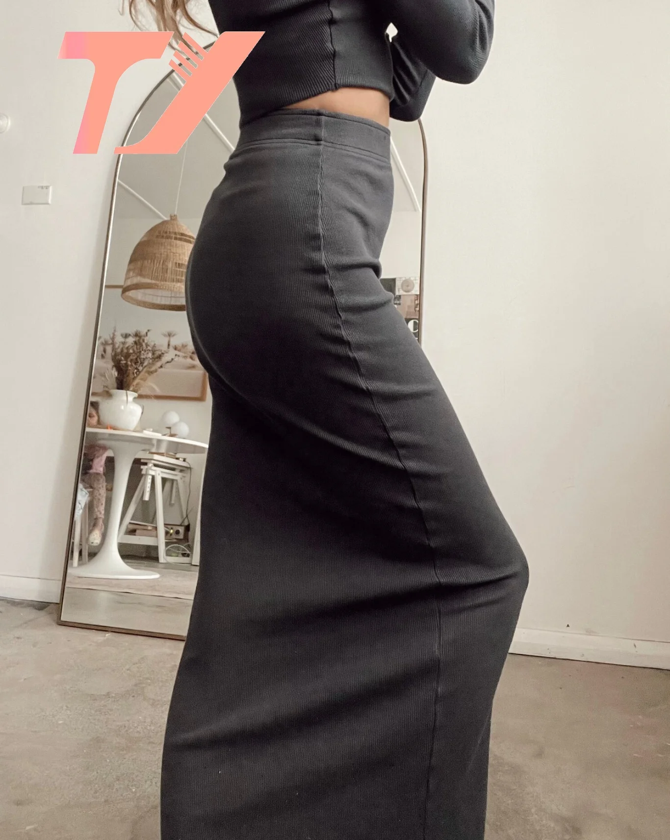 TUOYI Factory Custom Autumn Winter Women Slim Turtleneck Long Sleeve Knitted Sweater Dress