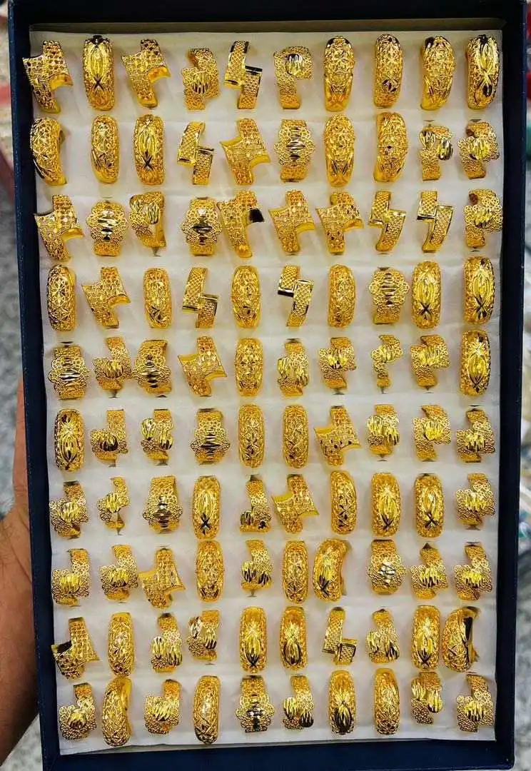 africa gold ring 18 karat gold finger ring dubai saudi arabic golden jewelry discount assorted jewellery