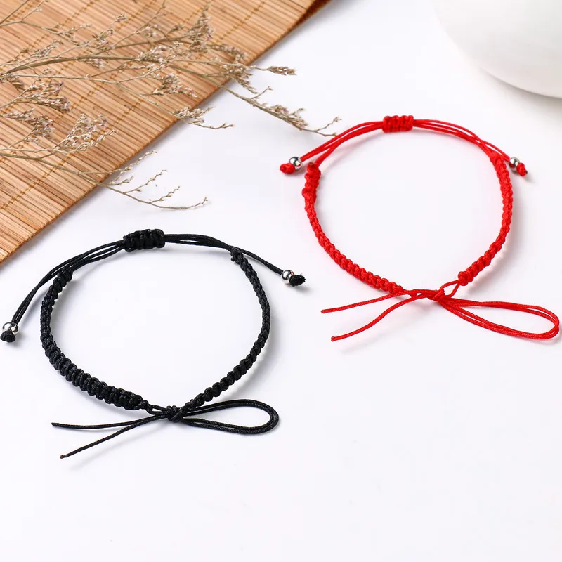 Semi-finished DIY Adjustable Red Rope Cheap Jade Cord  Woven Bracelet