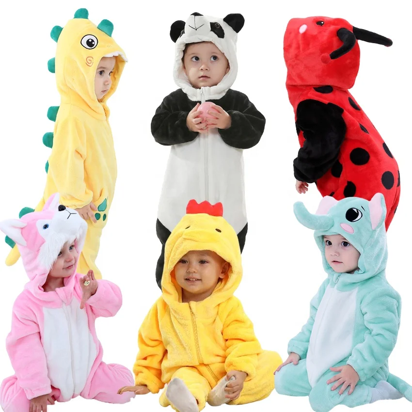 TONWHAR wholesale animal romper for baby unisex baby clothes newborn flannel onesie kids jumpsuit