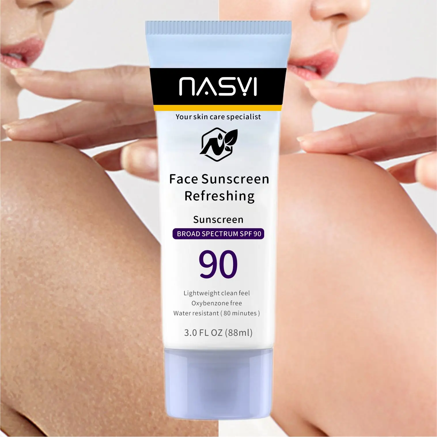 nasyi private label wholesale organic natural sun burn face sunscreen spf 90 anti-uva uvb sun cream for face spf 50 customized