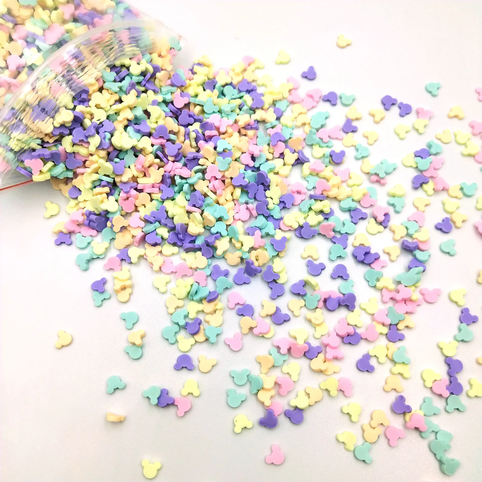 New Style 100g/bag Flower Heart Star Disc Mixed Colorful Small  Polymer Clay Slices Decoration Accessories For DIY Slime