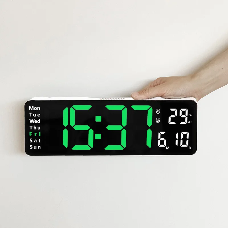 Hot Selling 13 Inch Remote Control Multi-functional LED Digital Alarm Clock Modern Timer Electronic Wall Clocks For Home