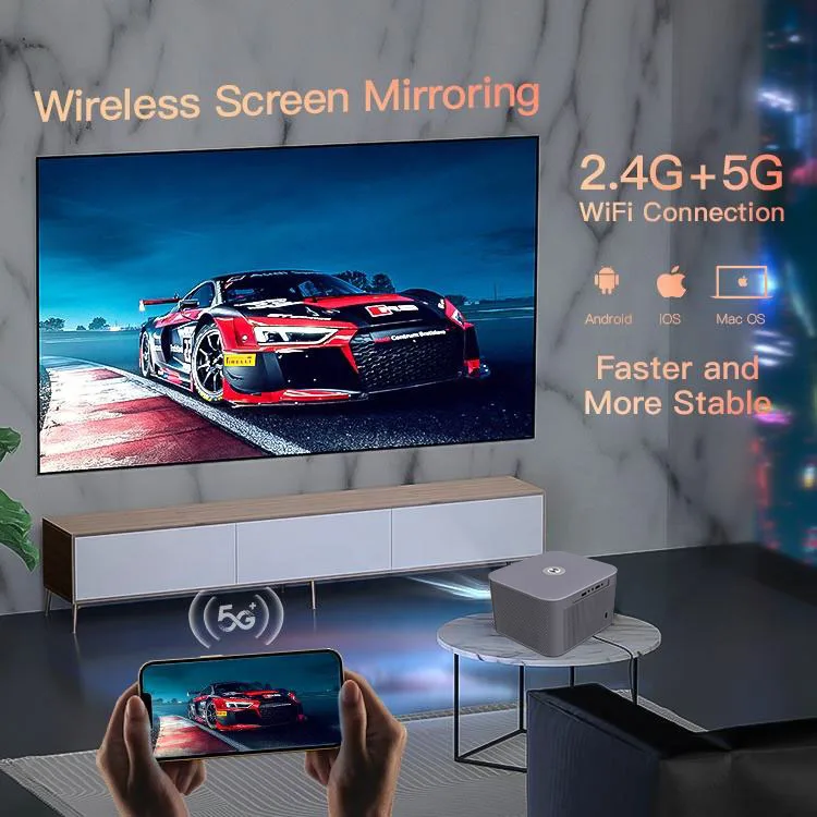 Android 11.0 Projector 4K WiFi 5G 2+16G RAM ROM 15000 Lumens Full HD LCD Home Theater Auto Focus Keystone 1080P Projector