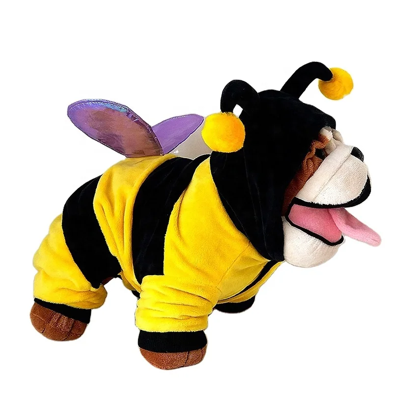 
OEM custom bee design with wings small pet clothes winter fleece dog coat 