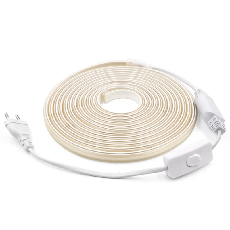 Светодиодная лента 220 В суперъяркая COB высокая безопасность 288 светодиодов/м гибкая светодиодная для улицы водонепроницаемая + штепсельная