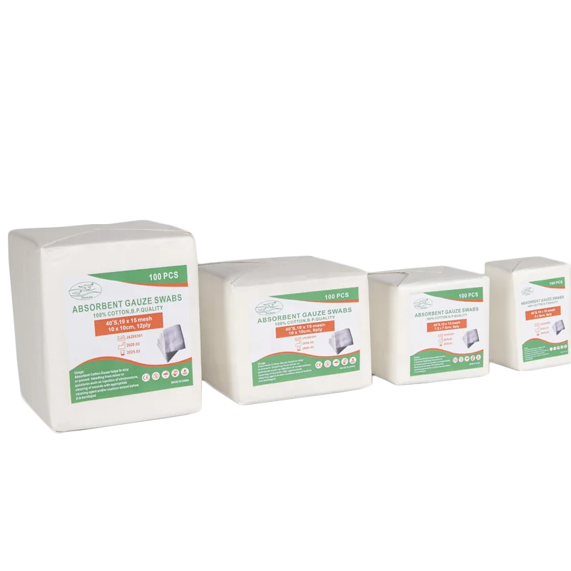 Absorbent gauze swabs non-sterile  10x10cm -16ply or 40x40cm , 100pcs/box