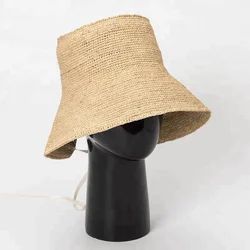 2018 летняя Женская Складная качественная соломенная шляпа из рафии с вязаным крючком