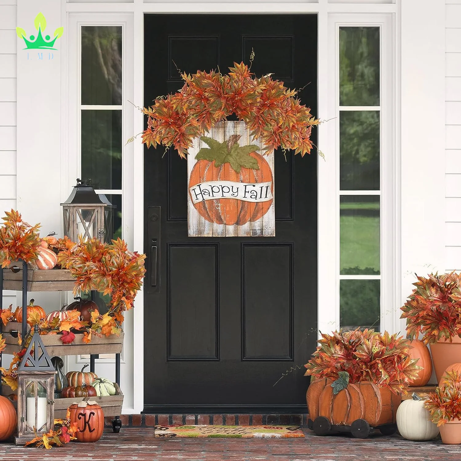 Artificial Silk Maple Leaf Shrubs Bushes Autumn Faux Plants with Stem for Indoor Outdoor Home Kitchen Wedding Thanksgiving Decor