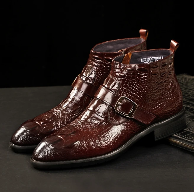 up-1604J high quality men genuine  leather shoes handmade leather dress shoes men ankle boots 46size