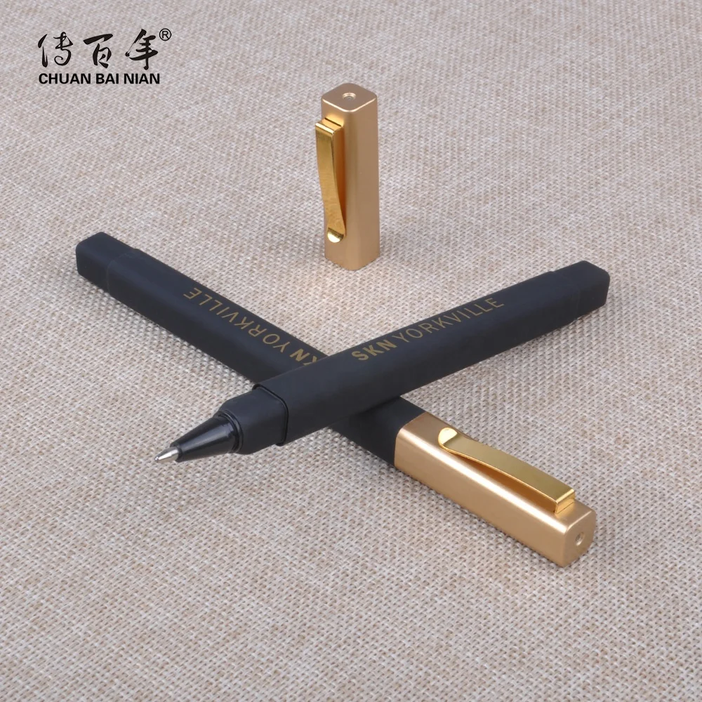 Hot Selling Cheap Hotel Square Ballpoint Pen with Custom Gold Logo