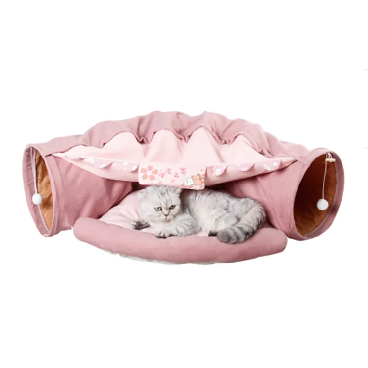 Складная кошачья туннель для домашних животных Лежанка кошек кошачье гнездо можно снять и очистить
