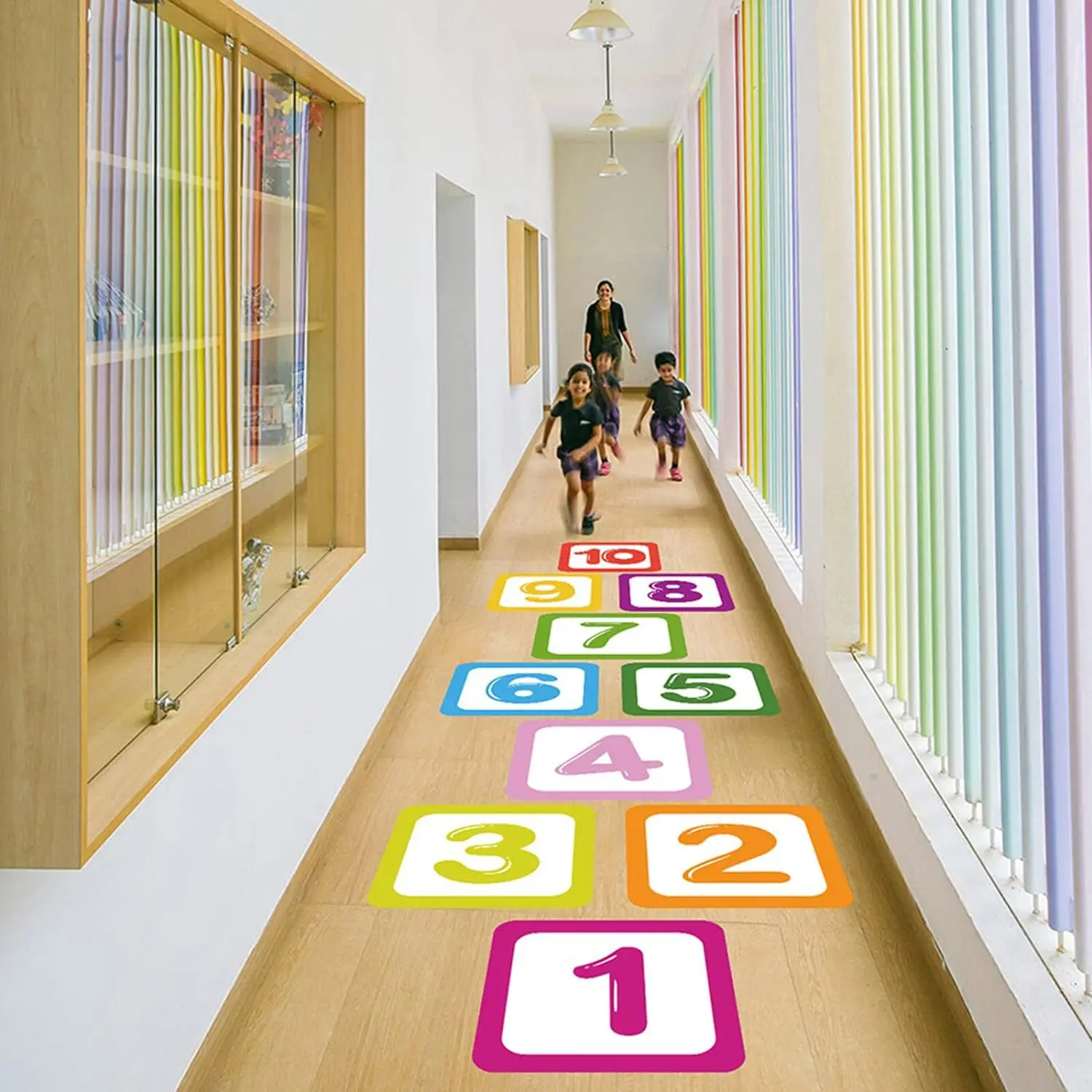 Funny Number Hopscotch Game Floor Stickers Creative Self Adhesive PVC Floor Decals for Kids DIY Game Wall Decal for Bedroom