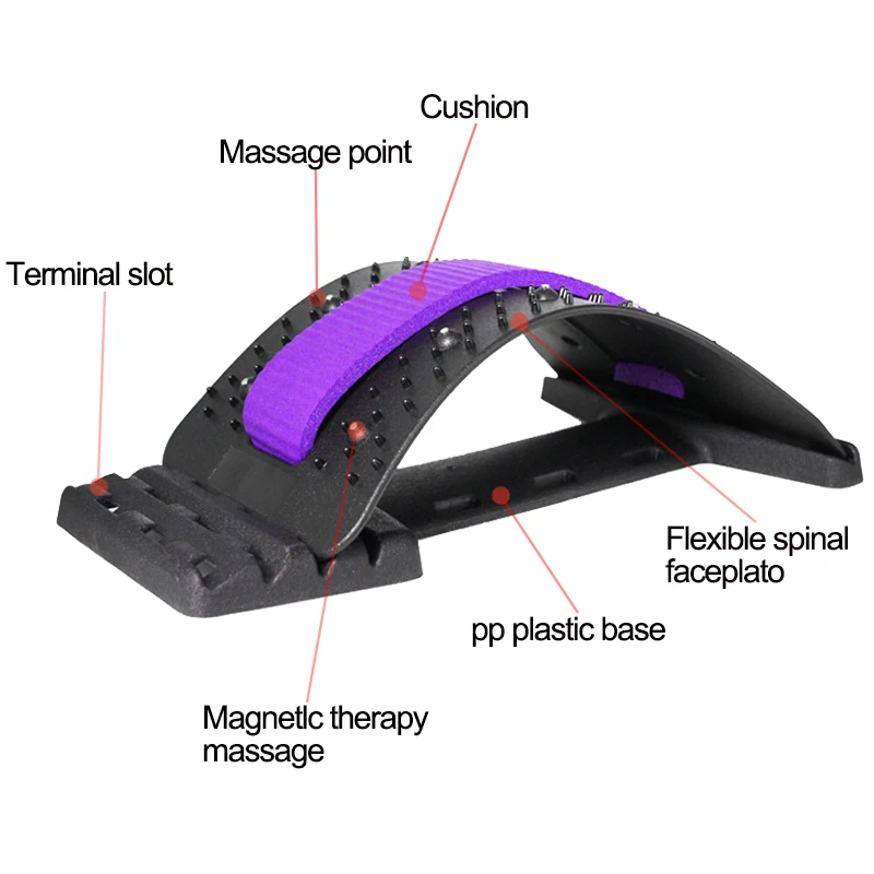 Lumbar Back Waist Relief Massage Stretcher 4 Gears 10 Magnets Magnetic Traction Device Relief Pain Stretcher