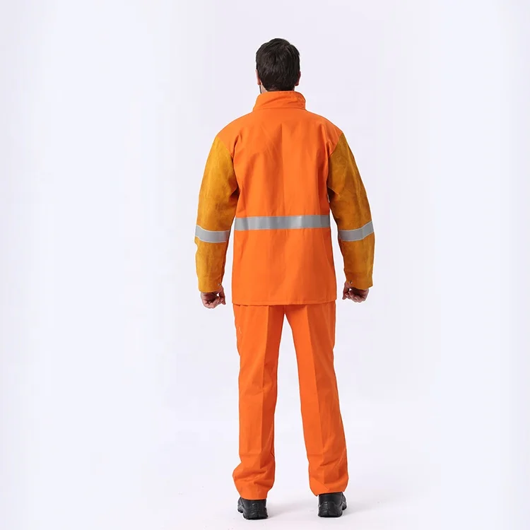AP Hi-Vis Welding Jacket Leather Reflective Tape FR Work Clothing for Safety