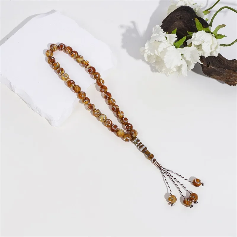 Muslim rosary New Arabic 12mm  33 laser Colored acrylic deep blue seabed Muslim  gifts    bracelet prayer supplies praise beads