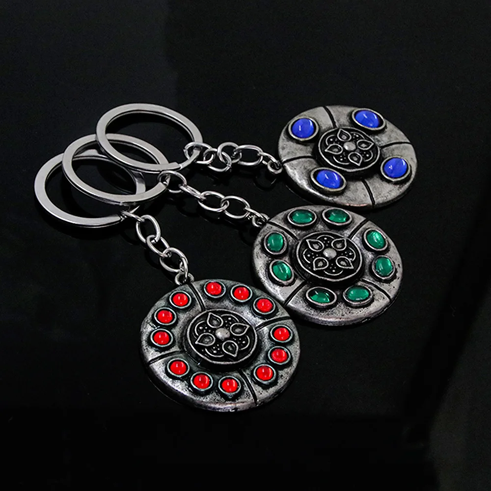 Game Keychain Elden Ring Red Green Blue Amber Amulet Key Chain Enhanced Jewel Pendant
