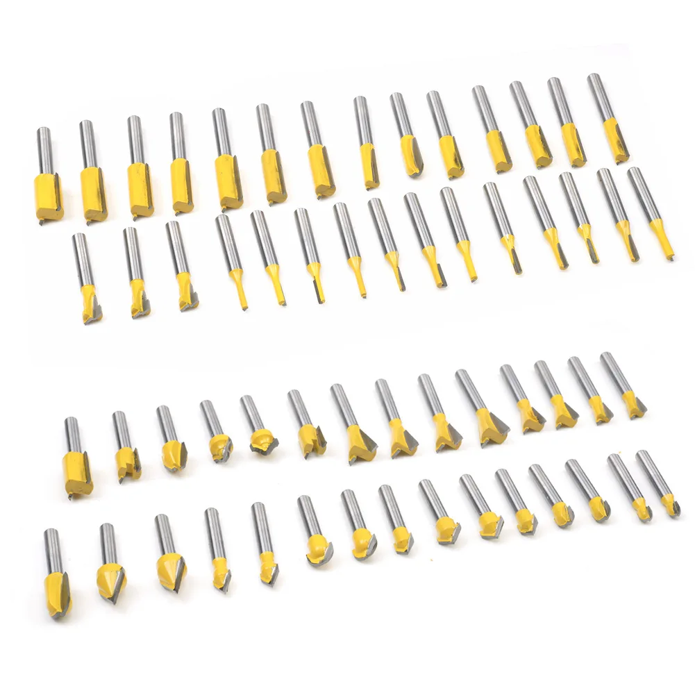 Alpha 100 pcs solid carbide router bits wood 1/4' diameter shank cnc wood shaper router bits