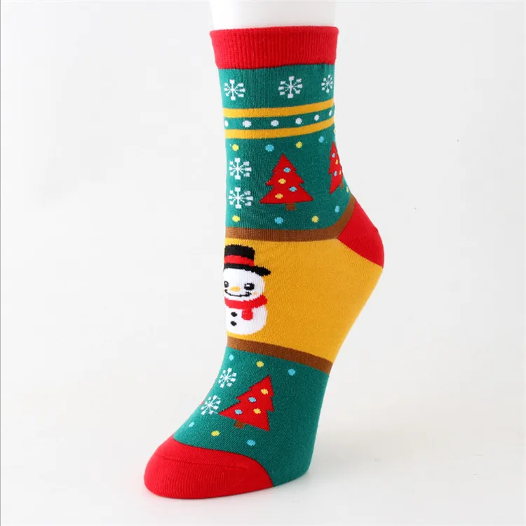 Fashion Christmas Tree Snowman  Jacquard Cotton New Christmas Socks Women