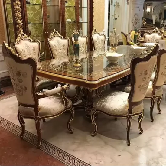 modern luxury dinning table set solid wood dining table and chair set for 10