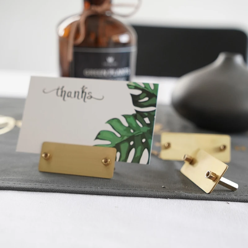 Maxery Creative Photo Postcard Photo Holder Business Card Base Display Stand  Nordic Style Retro Brass Card Base