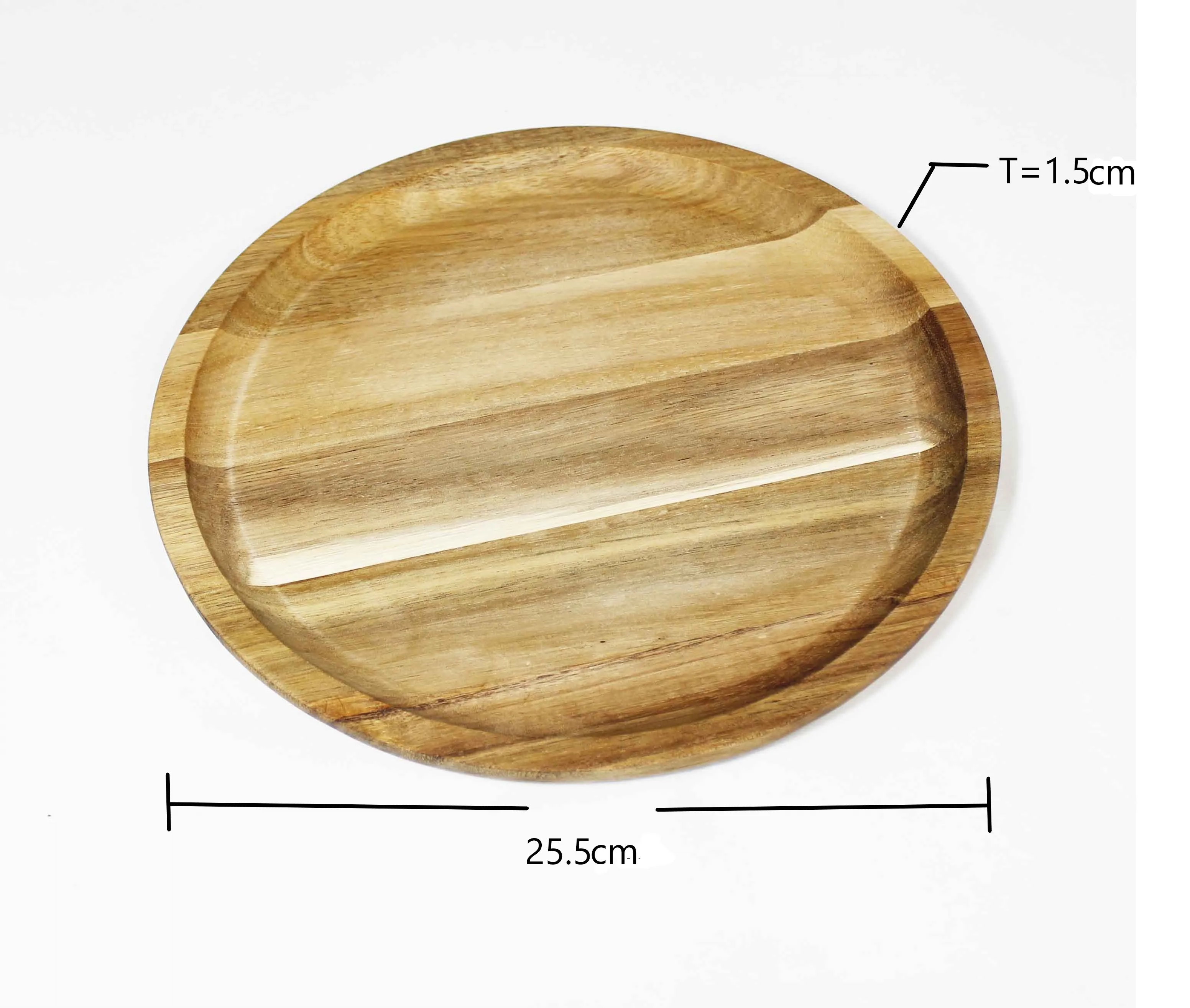 
Acacia Wood Kitchen Dinner Plate Round Food Serving Tray Plate Dish Customized Eco-friendly High Quality Engraving 